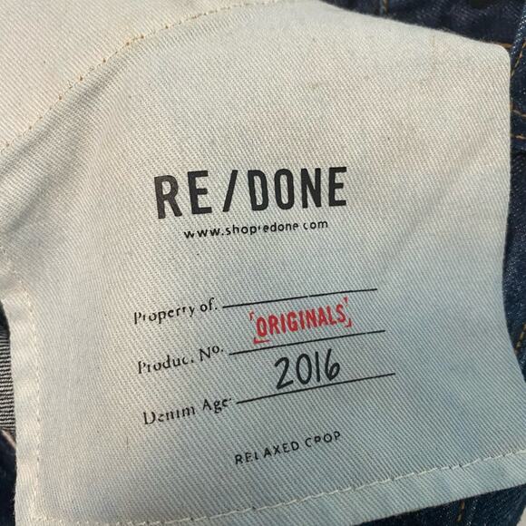 Re/Done Relaxed Cropped Ankle frayed blue Jeans size 25 - Picture 6 of 13